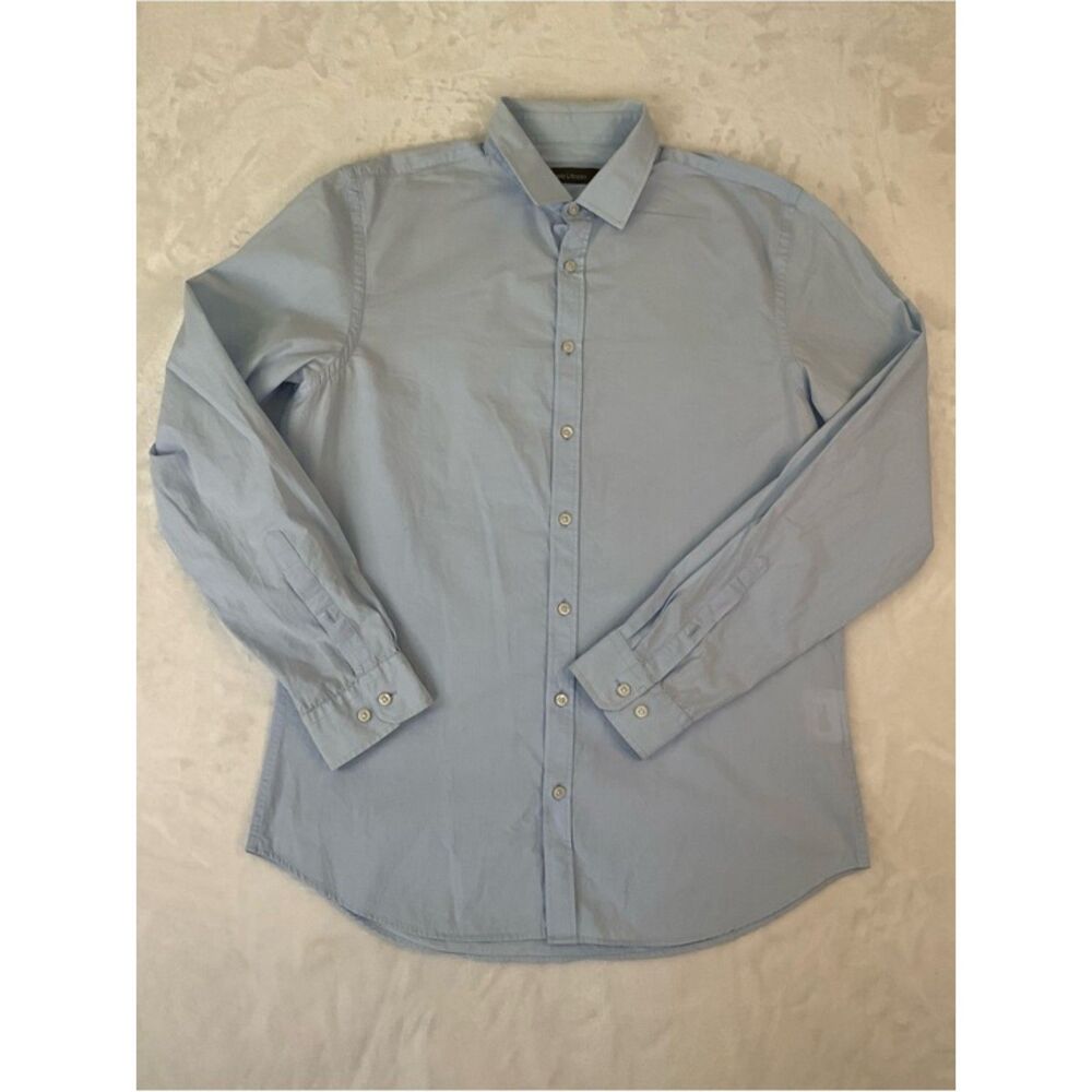 Angelo Litrico C&A Dress Shirt Mens M 39 15.5 Light Blue Slim Fit Cotton